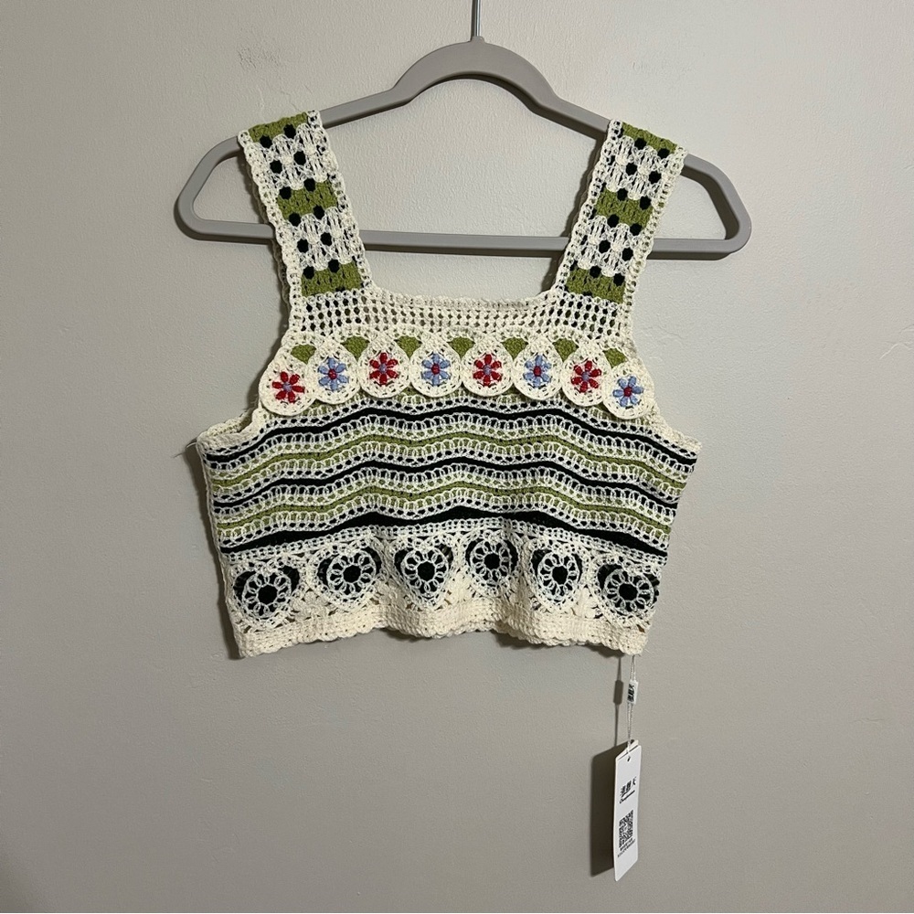 NWT Chaofantian Boho Crochet Knit Crop Tank Top One Size